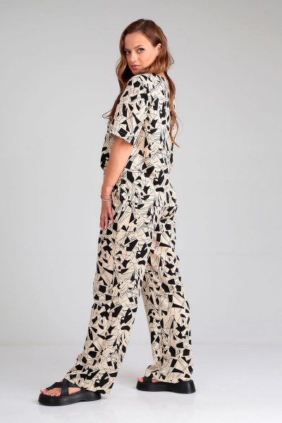 Блуза и брюки с эластичной тесьмой и карманами Liona Style 873 бежевый - фото 3