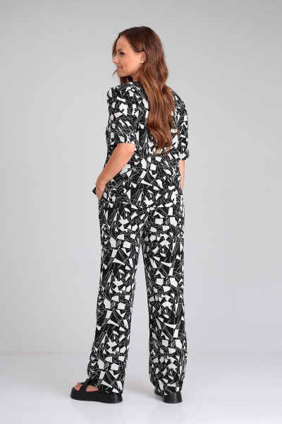 Комплект из блузона и брюк с нагрудными вытачками Liona Style 873 черный - фото 2