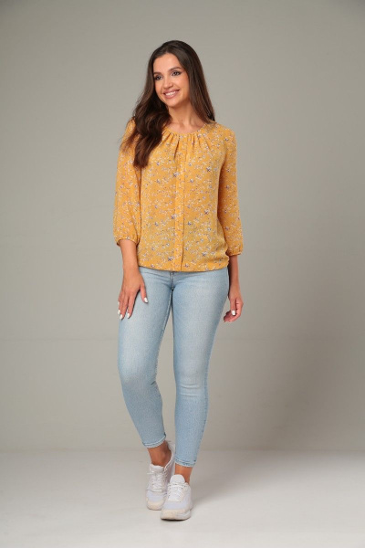 Блуза приталенного силуэта из креп-шифона с сборкой Modema м.192/8 - фото 6