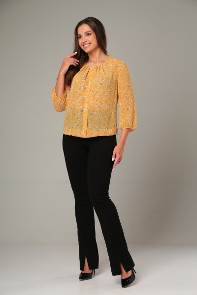 Блуза приталенного силуэта из креп-шифона с сборкой Modema м.192/8 - фото 7