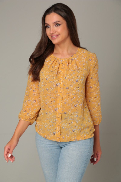 Блуза приталенного силуэта из креп-шифона с сборкой Modema м.192/8 - фото 4