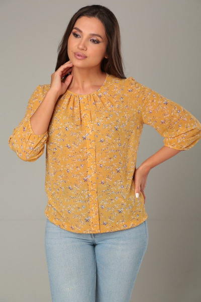 Блуза приталенного силуэта из креп-шифона с сборкой Modema м.192/8 - фото 2