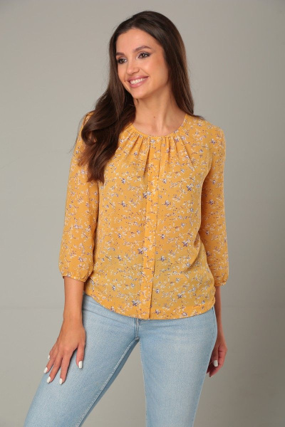 Блуза приталенного силуэта из креп-шифона с сборкой Modema м.192/8 - фото 1