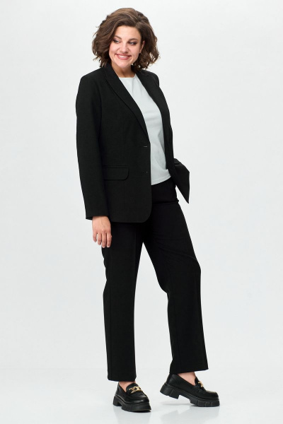 Брюки и жакет из текстиля для делового образа БелЭльСтиль 203-2 78 22+596-2 79 22 черный однотон - фото 2