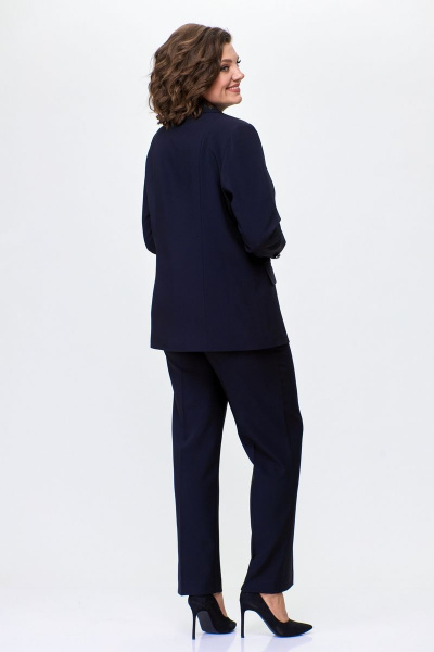 Жакет и брюки из текстиля для офисного стиля, синий БелЭльСтиль 205-2 80 22+596-2 79 22 темно-синий однотон - фото 5