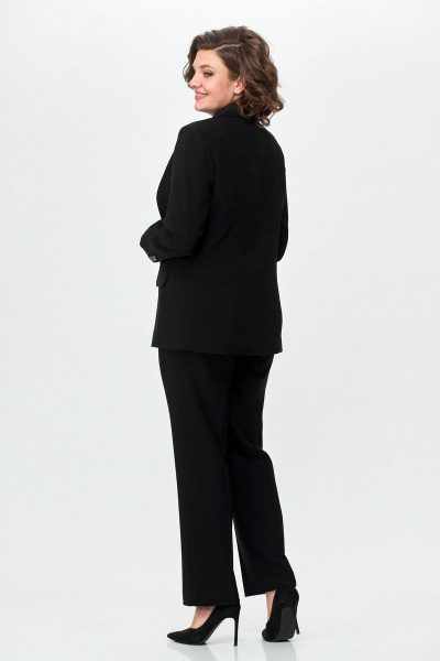 Жакет и брюки из текстиля для делового образа, черный БелЭльСтиль 205-2 80 22+596-2 79 22 черный однотон - фото 5
