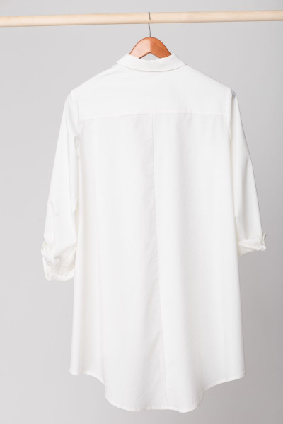 Туника oversize из хлопка с асимметричным низом Anelli 477 белый - фото 3