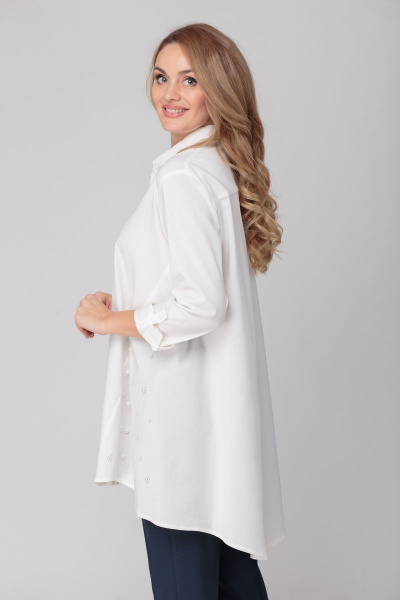 Туника oversize из хлопка с асимметричным низом Anelli 477 белый - фото 5