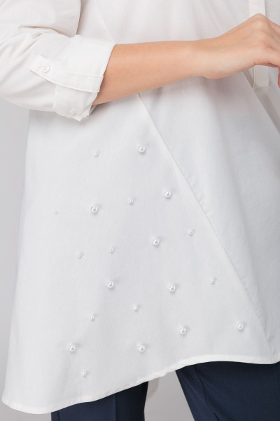 Туника oversize из хлопка с асимметричным низом Anelli 477 белый - фото 7