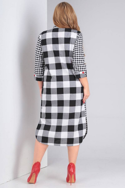Клетчатое платье-рубашка из натуральной ткани с кармашками Vasalale 678/1 - фото 2