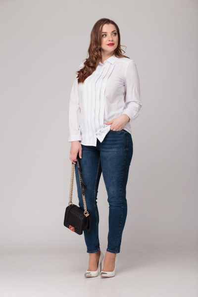 Классическая блуза из мягкой «Ниццы» в демисезон Anelli 408 молочный - фото 2