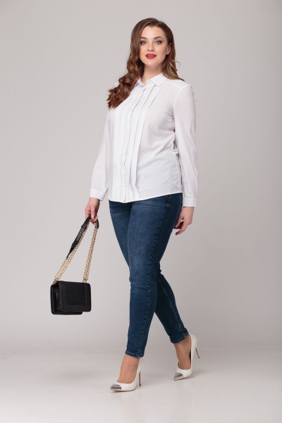 Классическая блуза из мягкой «Ниццы» в демисезон Anelli 408 молочный - фото 1