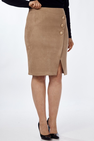 Бежевая юбка-карандаш из текстиля с рубчатым эффектом Klever 391 бежевый - фото 6