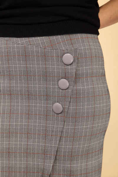 Серая юбка-карандаш из ткани с мелким клеточным принтом Klever 391 клетка - фото 9