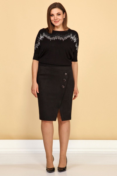 Черная юбка-карандаш из искусственной замши Klever 391 черный - фото 5