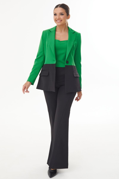 Зеленый костюм двойка с двубортным жакетом и брюками AURA otd 9166 ярко-зеленый - фото 4