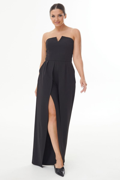 Черный комбинезон с корсетным лифом и разрезами на запах AURA otd 4098 черный - фото 5