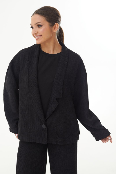 Черный штруксовый жакет из вельвета AURA otd 1065 черный - фото 6