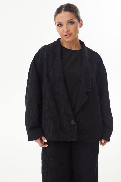 Черный штруксовый жакет из вельвета AURA otd 1065 черный - фото 1