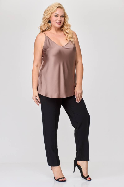 Элегантное платье из текстиля с высоким разрезом и поясом Avenue 0317 капучино - фото 4