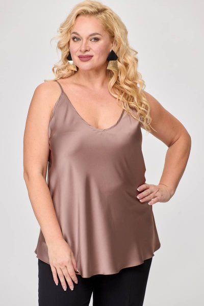 Элегантное платье из текстиля с высоким разрезом и поясом Avenue 0317 капучино - фото 1