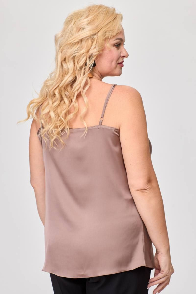 Элегантное платье из текстиля с высоким разрезом и поясом Avenue 0317 капучино - фото 3