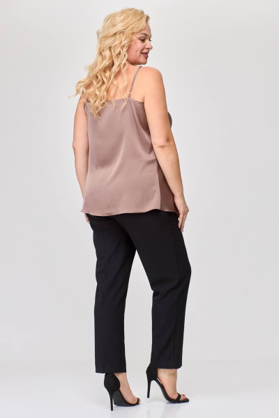 Элегантное платье из текстиля с высоким разрезом и поясом Avenue 0317 капучино - фото 6