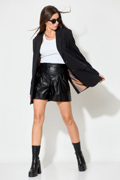 Демисезонные кожаные шорты с широкими манжетами и складками SILVERSPICE S-3310 - фото 9