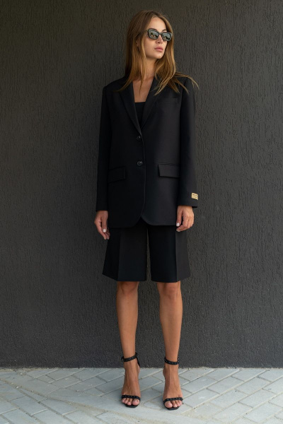 Демисезонные жакет и шорты в стиле на каждый день из текстиля SILVERSPICE S-1312 - фото 7