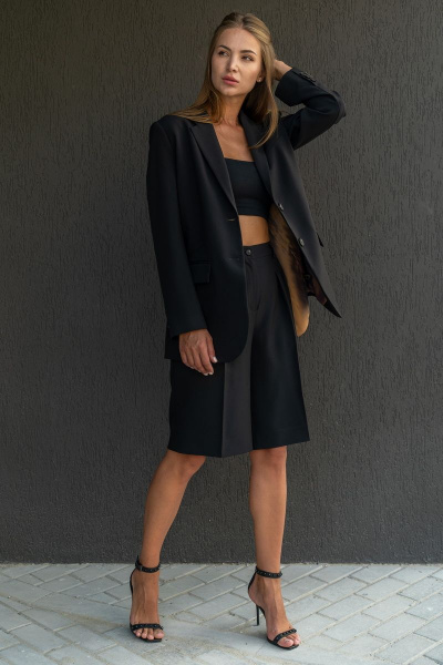 Демисезонные жакет и шорты в стиле на каждый день из текстиля SILVERSPICE S-1312 - фото 3