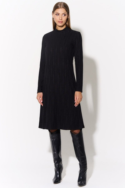 Платье в стиле бином из вискозы и трикотажа AYZE 72779 чёрный - фото 1