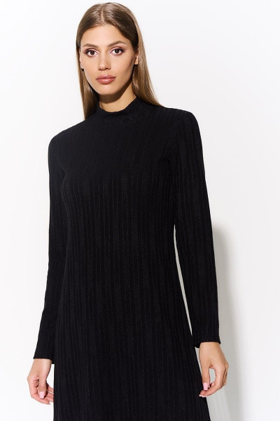 Платье в стиле бином из вискозы и трикотажа AYZE 72779 чёрный - фото 2