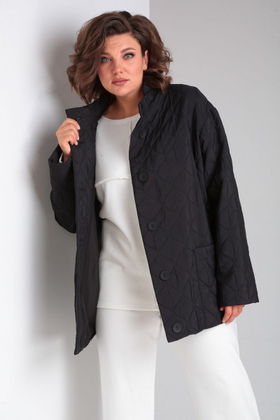 Демисезонный кардиган с накладными карманами и на пуговицах Диомант 1898 черный - фото 4