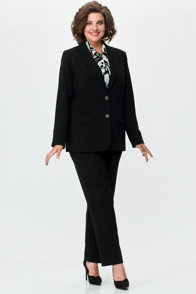 Жакет женский удлиненный из хлопка с рельефами БелЭльСтиль 205-2_80_22 черный однотон - фото 6