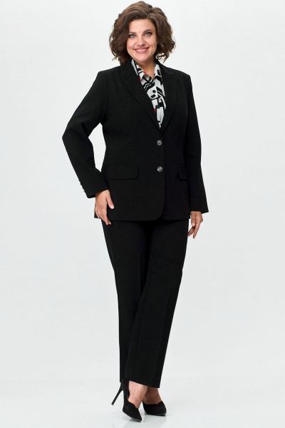 Жакет женский удлиненный из хлопка с рельефами БелЭльСтиль 205-2_80_22 черный однотон - фото 5