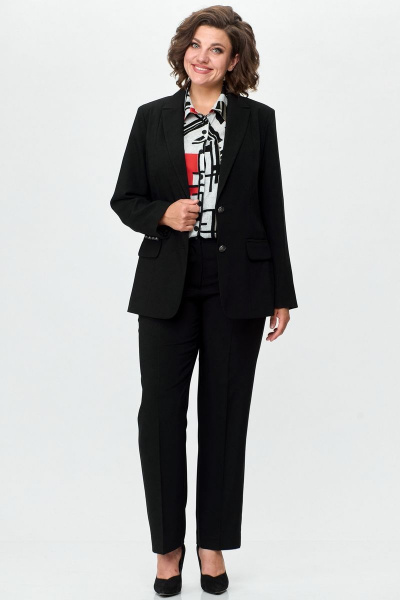 Жакет женский удлиненный из хлопка с рельефами БелЭльСтиль 205-2_80_22 черный однотон - фото 3