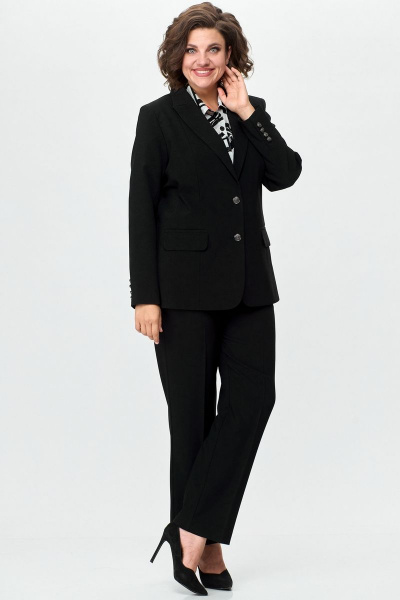 Жакет женский удлиненный из хлопка с рельефами БелЭльСтиль 205-2_80_22 черный однотон - фото 2