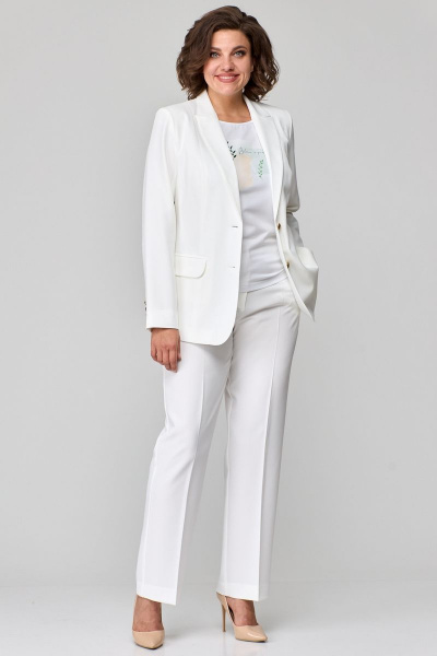 Белые классические брюки с заутюженными стрелками БелЭльСтиль 596-2_79_22 молочный однотон - фото 2