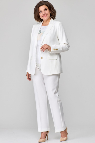 Белые классические брюки с заутюженными стрелками БелЭльСтиль 596-2_79_22 молочный однотон - фото 1