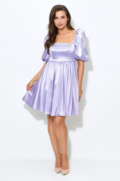 Платье из атласа с рукавами-фонариками Abbi 1007 лаванда - фото 1