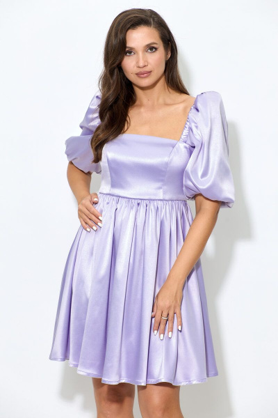 Платье из атласа с рукавами-фонариками Abbi 1007 лаванда - фото 6
