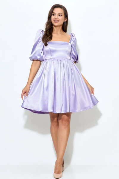 Платье из атласа с рукавами-фонариками Abbi 1007 лаванда - фото 4