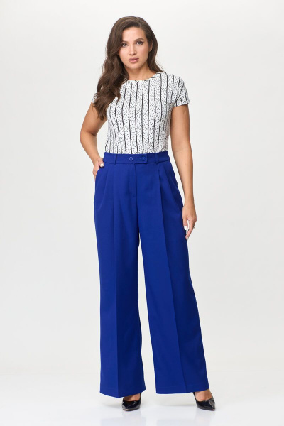 Брюки-палаццо из вискозы с широкими штанинами Abbi 2001 ультрамарин - фото 11