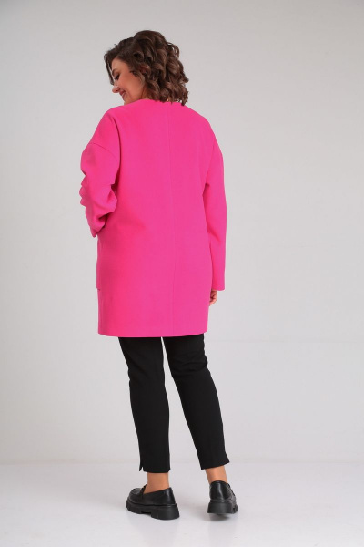 Элегантный жакет оверсайз из кашемира с накладными карманами Mubliz 084 фуксия - фото 2