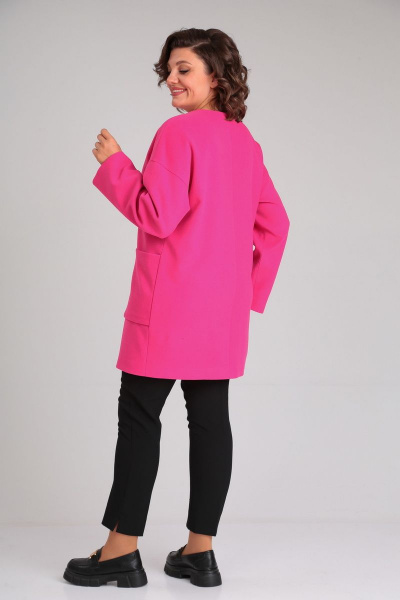 Элегантный жакет оверсайз из кашемира с накладными карманами Mubliz 084 фуксия - фото 8