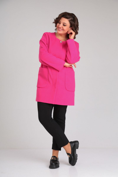 Элегантный жакет оверсайз из кашемира с накладными карманами Mubliz 084 фуксия - фото 7