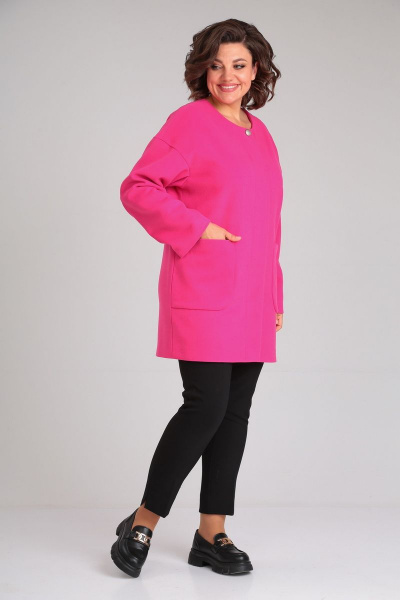 Элегантный жакет оверсайз из кашемира с накладными карманами Mubliz 084 фуксия - фото 6
