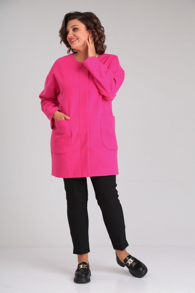 Элегантный жакет оверсайз из кашемира с накладными карманами Mubliz 084 фуксия - фото 5
