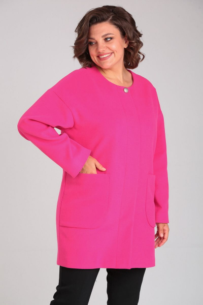 Элегантный жакет оверсайз из кашемира с накладными карманами Mubliz 084 фуксия - фото 4