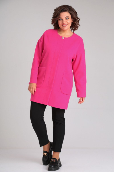 Элегантный жакет оверсайз из кашемира с накладными карманами Mubliz 084 фуксия - фото 1